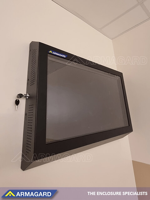 A flush wall-mounted autism TV protection cabinet