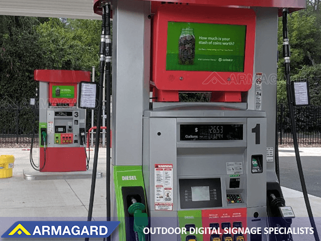 Dual-sided petrol pump topper display