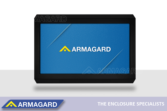 Front view of Armagard's TV enclosure for behavioural health