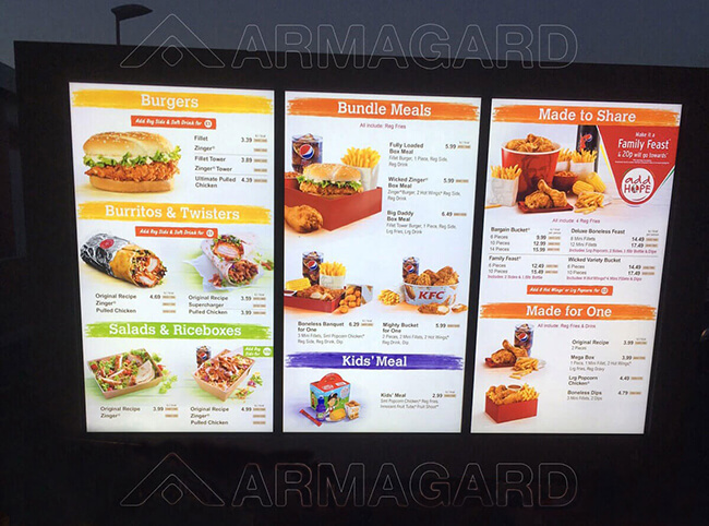 Digital drive thru menu boards at the drive thru