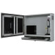 Open view of the 32 inch industrial PC workstation cabinet, showing an installed monitor, computer, keyboard, and mouse
