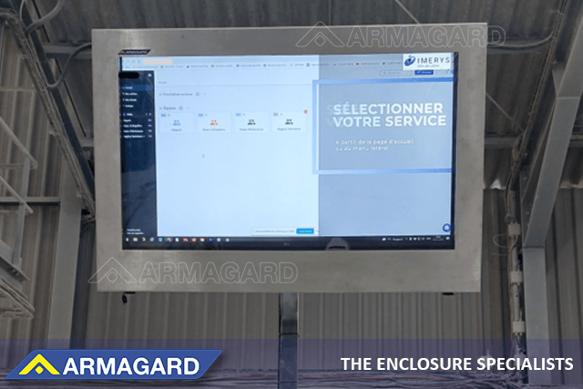 Armagard's IP65 washdown food production software display in a food plant