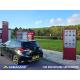 Freestanding Costa Coffee kiosk drive thru totem installed in a drive thru coffee lane