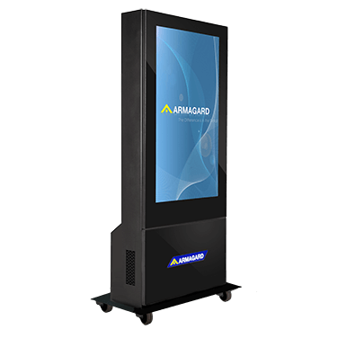 Freestanding digital poster right-facing view Freestanding digital poster