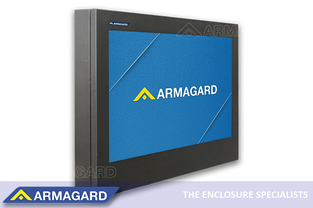 Armagard weatherproof airport digital signage enclosure