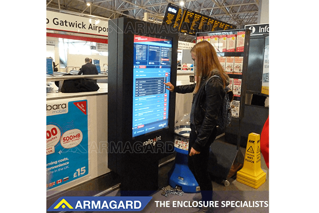 Interactive weatherproof airport digital signage at Gatwick Airport