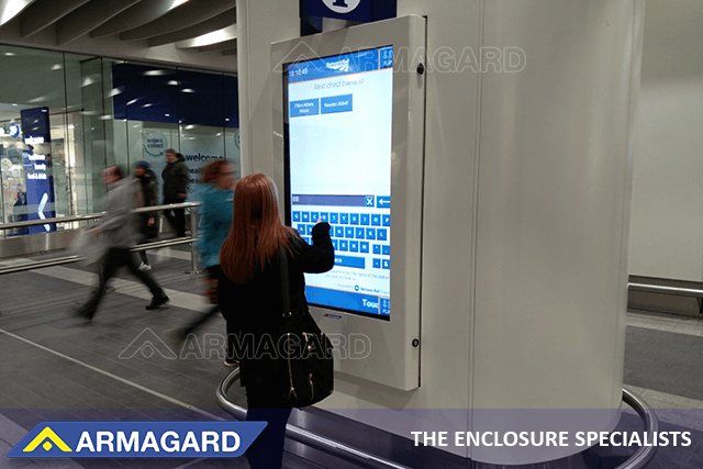 Armagard touch screen ticket kiosk at Birmingham New Street Station