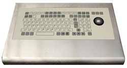 Stainless steel keyboard with integrated track ball mouse