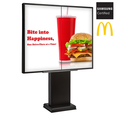 A McDonald's outdoor digital menu board with meal advertisement