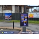A dual-screen and single-screen McDonald's outdoor digital menu board