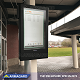 Outdoor digital departure display pole mounted at a bus station