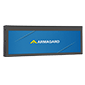Outdoor weatherproof ultra-wide stretched display enclosure front-right view