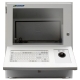 Front view of a dustproof computer cabinet enclosure with integrated industrial keyboard