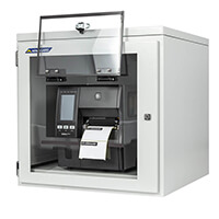 Armagard Zebra ZT600 dust free printer cabinet with open label window