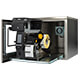 Zebra ZT620 cleanroom printer enclosure with a printer with open cover on a slide-out shelf