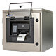 Zebra ZT620 cleanroom printer enclosure with printouts coming out of the open label window
