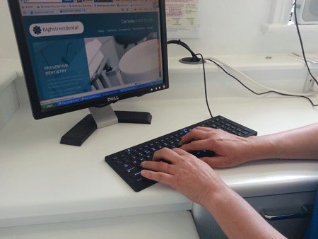 Washable keyboard in dental surgery