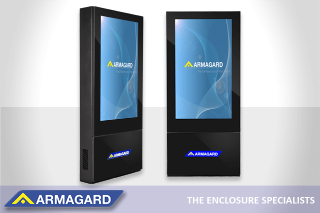 Armagard's 55 inch freestanding totem for weatherproof digital advertising