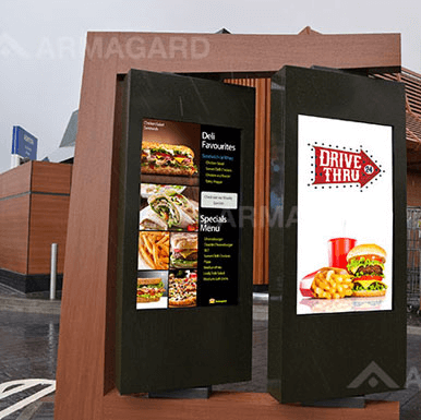 Armagard’s 75" outdoor digital menu boards at Mcdonalds