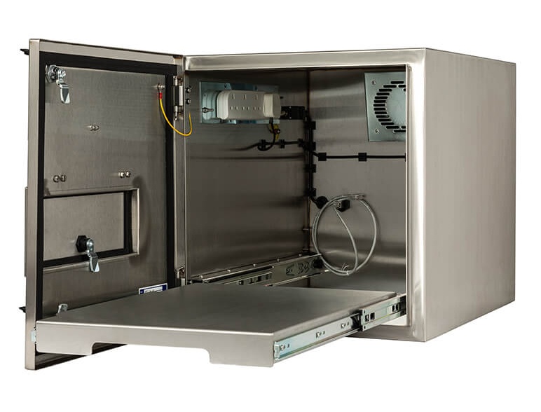 An open IP65 enclosure for Brother industrial label printers