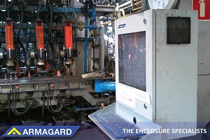 An Armagard shop-floor computer workstation installed in a factory